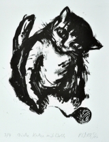 Dicke Katze mit Wolle